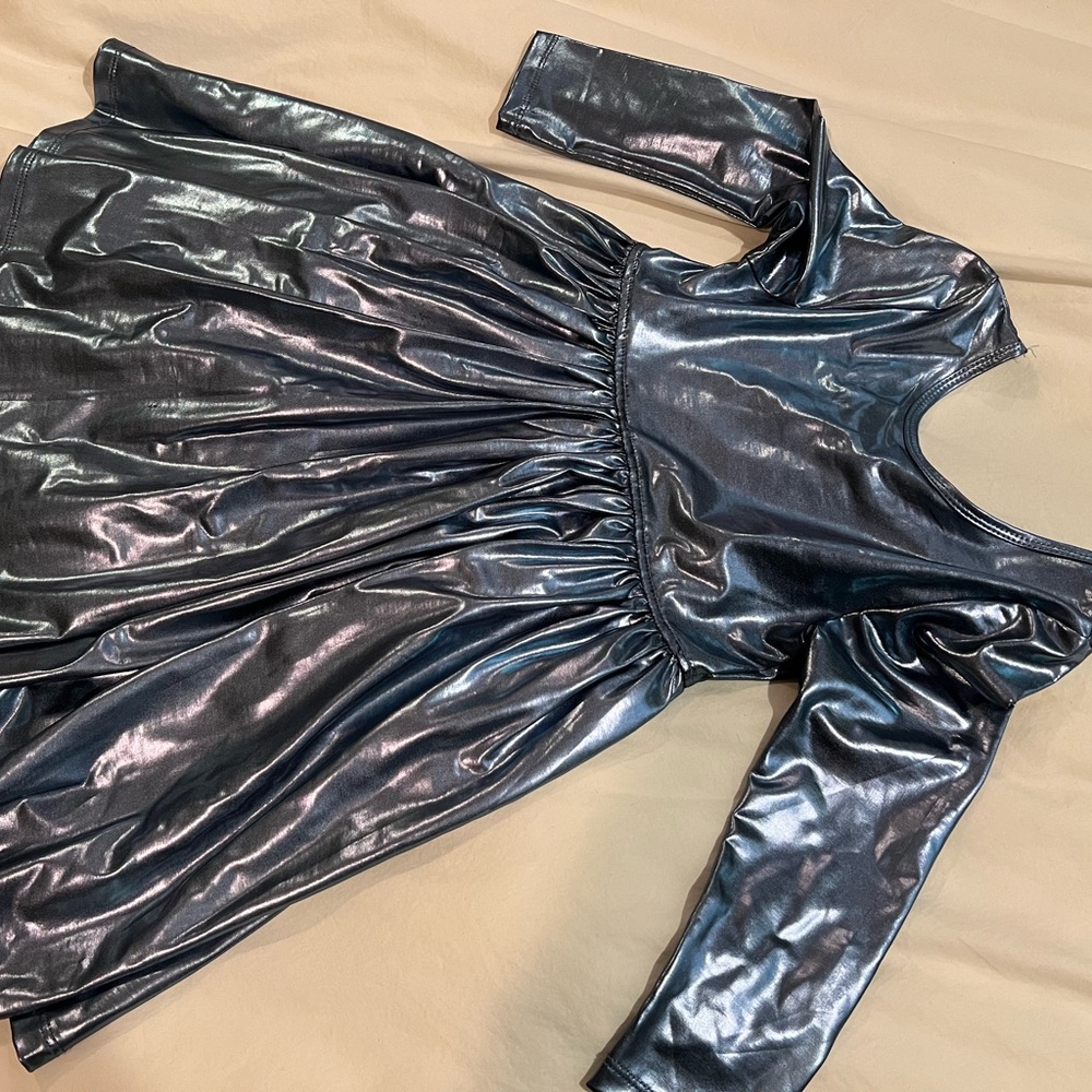 Pink Chicken Metallic Blue Kids Dress